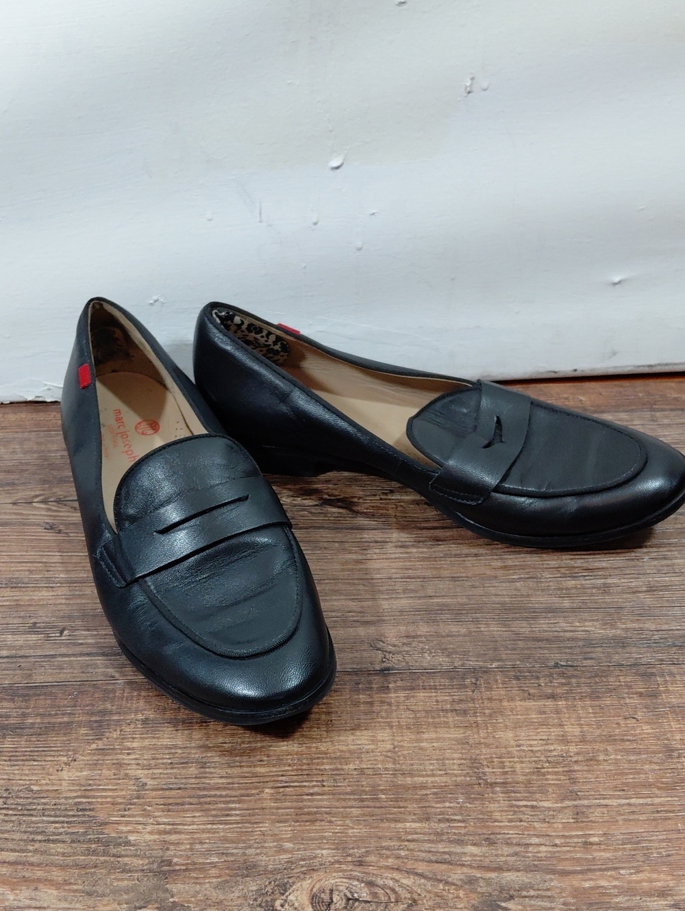 Marc Joseph Women's Black Leather Penny Loafers Minimalist Size 10.5